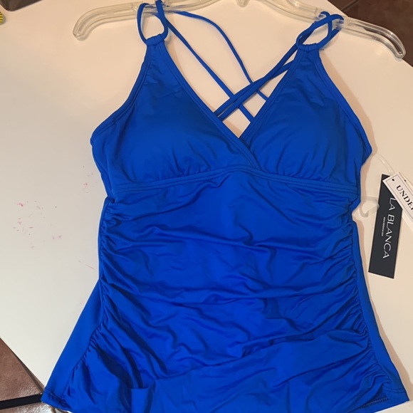 La Blanca Blueberry Underwire Tankini Top - Picture 7 of 11